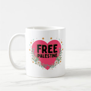 schattig roze Palestina hart grafisch ontwerp Koffiemok