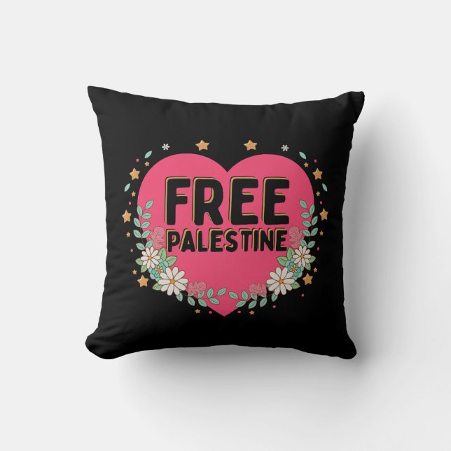 schattig roze Palestina hart grafisch ontwerp Kussen (Voorkant)
