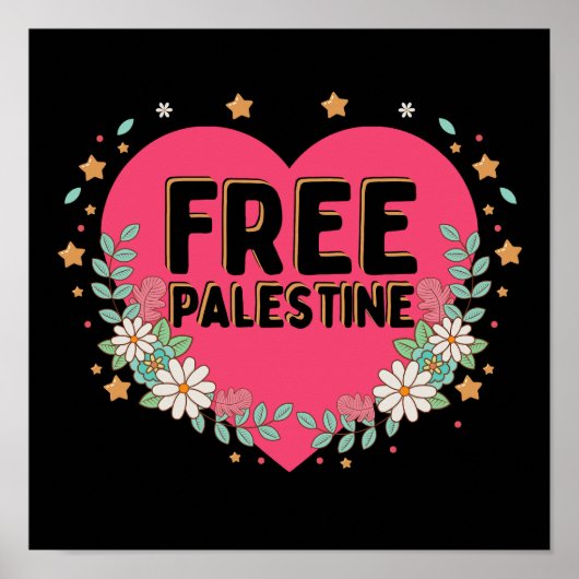 schattig roze Palestina hart grafisch ontwerp Poster (Voorkant)
