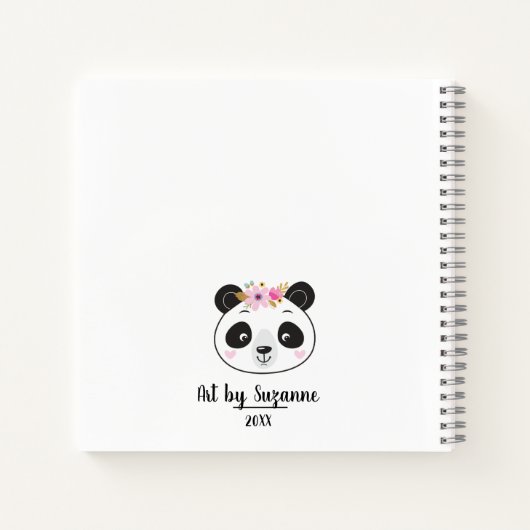 Schattig roze panda Kinder artiest schetsboek Noti Notitieboek (Achterkant)
