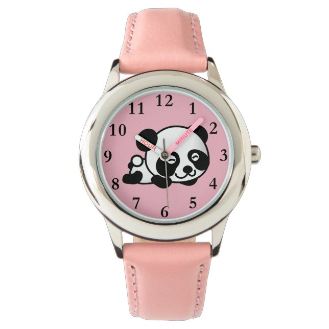 Schattig roze panda meisje horloge (Voorkant)