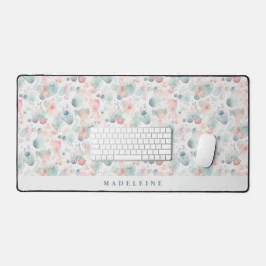 Schattig roze pastel Abstracte Waterverf druppels Bureaumat (Keyboard & Muis)