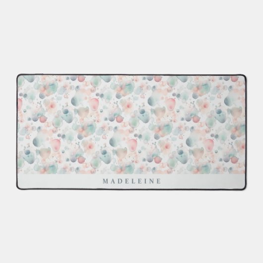 Schattig roze pastel Abstracte Waterverf druppels Bureaumat (Voorkant)
