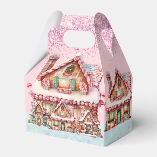 Schattig Roze Pastel Gingerbread House Bedankdoosjes (Achterkant)