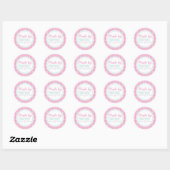 Schattig roze pastel gingham gemaakt door bakkerij ronde sticker (Vel)
