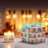 Schattig roze pastel peperkoek huizen cadeaupapier