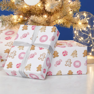 Schattig Roze Persoonlijk Gemberkoek Patroon Cadeaupapier