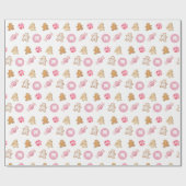 Schattig Roze Persoonlijk Gemberkoek Patroon Cadeaupapier (Vlak)