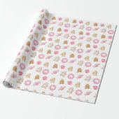 Schattig Roze Persoonlijk Gemberkoek Patroon Cadeaupapier (Uitgerold)