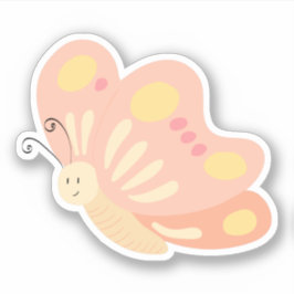 Schattig Roze Perzik Geel Meisjesachtig Vlindertje Sticker