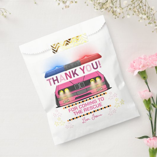 Schattig roze Politie Meisje Verjaardagsfeest Bedankzakje (Gezegeld)