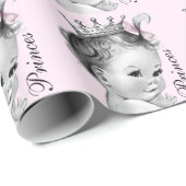 Schattig Roze Prinses Baby shower Cadeaupapier (Rol Hoek)