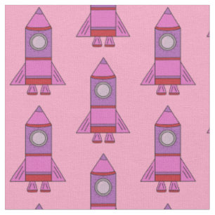 Schattig Roze Raket Schip Meisje Kinderen Patroon Stof