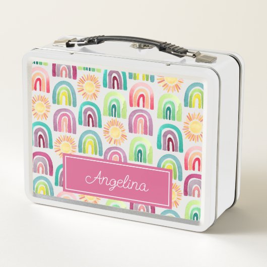 Schattig Roze Regenbogen & Zonnen Patroon Terug na (Achterkant)