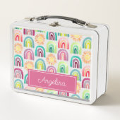 Schattig Roze Regenbogen & Zonnen Patroon Terug na (Voorkant)