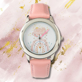 Schattig roze regenboog Kinder Horloge