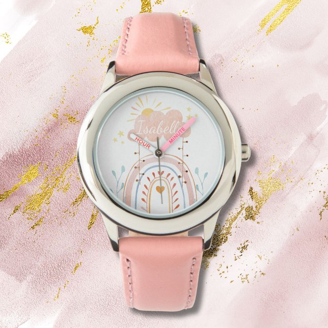 Schattig roze regenboog Kinder Horloge (Close up)