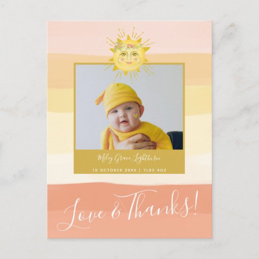 Schattig Roze Regenboog Zonneschijn Baby Borrel Be Briefkaart (Voorkant)
