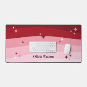 Schattig roze & rood Abstract Patroon Sterren Tren Bureaumat (Keyboard & Muis)