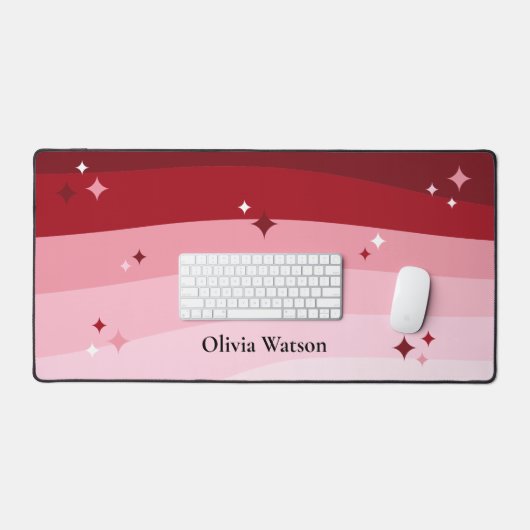 Schattig roze & rood Abstract Patroon Sterren Tren Bureaumat (Keyboard & Muis)