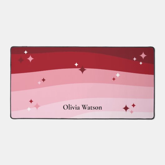 Schattig roze & rood Abstract Patroon Sterren Tren Bureaumat (Voorkant)