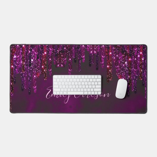 Schattig Roze Rood Eenhoorn Glitter Drips Bureaumat (Keyboard & Muis)