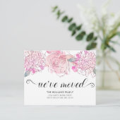 Schattig Roze Rose Hydrangea Waterverf Bloemen Bew Aankondigingskaart (Staand voorkant)