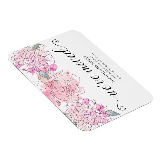 Schattig Roze Rose Hydrangea Waterverf Bloemen Bew Magneet (Rechterzijde)