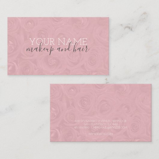 Schattig roze rozen haar en make-up Visitekaartje (Voorkant / Achterkant)