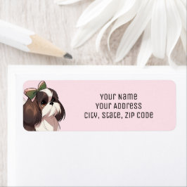 Schattig roze Shih Tzu Hondenliefhebber retouradre Etiket