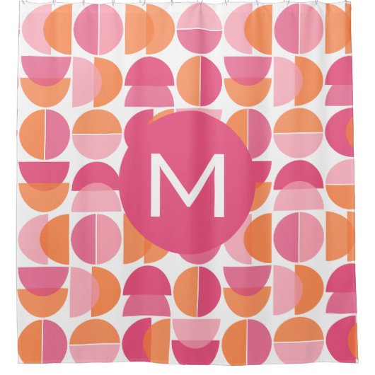 Schattig roze Sinaasappel midden eeuw modern monog Douchegordijn (Voorkant)