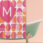 Schattig roze Sinaasappel midden eeuw modern monog Douchegordijn