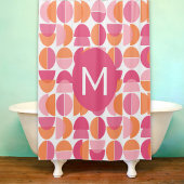 Schattig roze Sinaasappel midden eeuw modern monog Douchegordijn