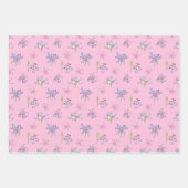 Schattig roze Sinaasappel wit Paarse bloemen feest Inpakpapier Vel (Voorkant 3)