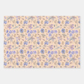 Schattig roze Sinaasappel wit Paarse bloemen feest Inpakpapier Vel (Voorkant)