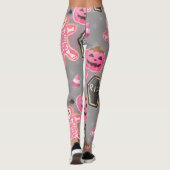 schattig roze skelet Halloween met snoep Leggings (Achterkant)
