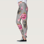 schattig roze skelet Halloween met snoep Leggings (Links)