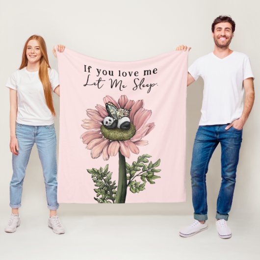 Schattig Roze Slapen Panda Beer Fairy Sierkussen Fleece Deken (In situ)