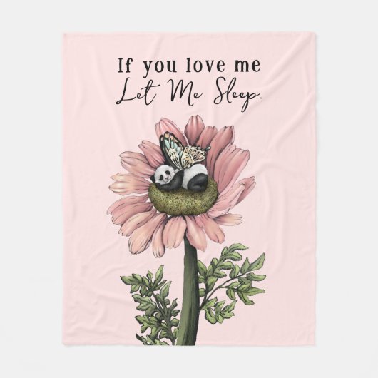 Schattig Roze Slapen Panda Beer Fairy Sierkussen Fleece Deken (Voorkant)