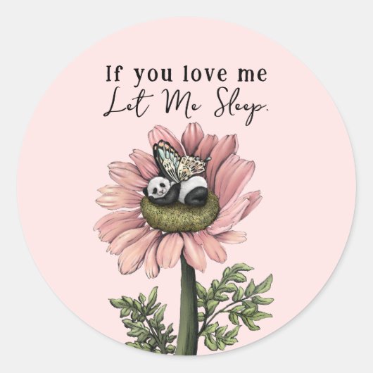 Schattig Roze Slapen Panda Beer Fairy Sierkussen Ronde Sticker (Voorkant)