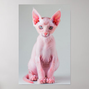 Schattig Roze Sphynx Kat Poster