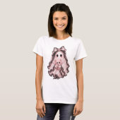Schattig Roze Spin Ghost Halloween T-Shirt | Coque (Voorkant volledig)