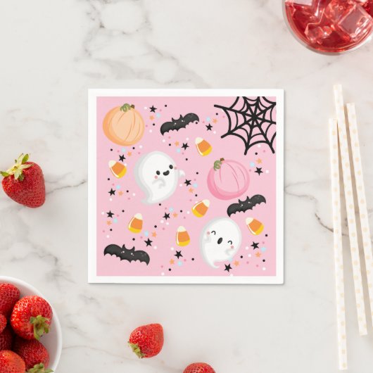 Schattig roze spook Halloween Verjaardagsfeestje M Servet (Insitu)
