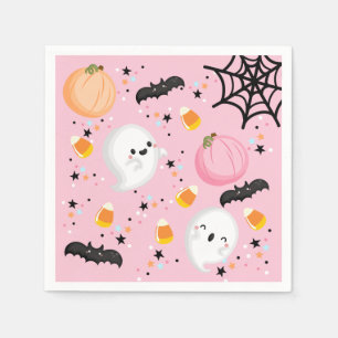 Schattig roze spook Halloween Verjaardagsfeestje M Servet