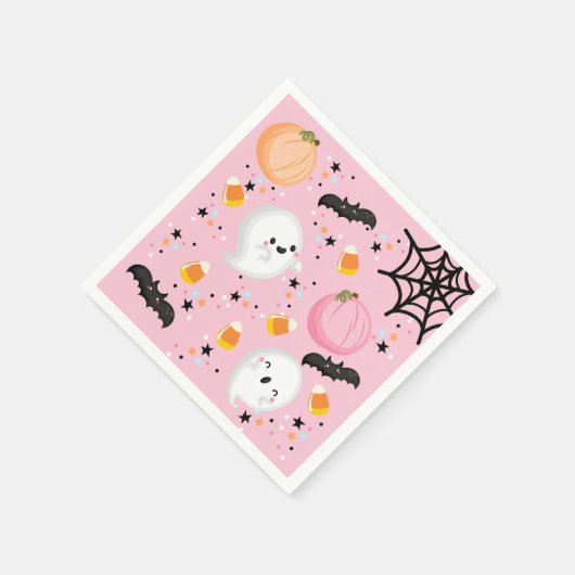 Schattig roze spook Halloween Verjaardagsfeestje M Servet (Hoek)