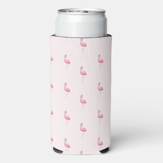 Schattig roze staand flamingo patroon seltzer blikjeskoeler (Seltzer Achterkant)