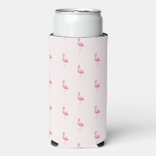 Schattig roze staand flamingo patroon seltzer blikjeskoeler (Seltzer Voorkant)