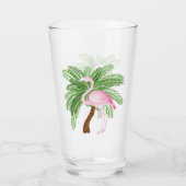 schattig roze strand van flamingo glas (Achterkant)