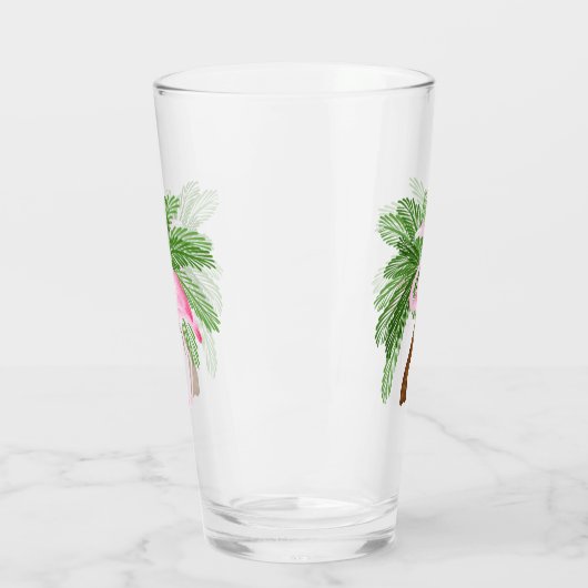 schattig roze strand van flamingo glas (Links)