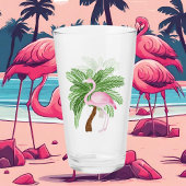 schattig roze strand van flamingo glas